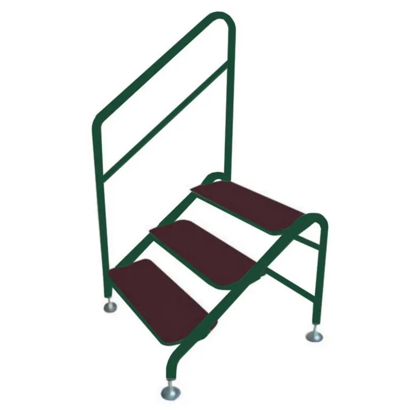 Ag Freestanding 3-Step Caravan Staircase (White Frame With Green Treads) 1