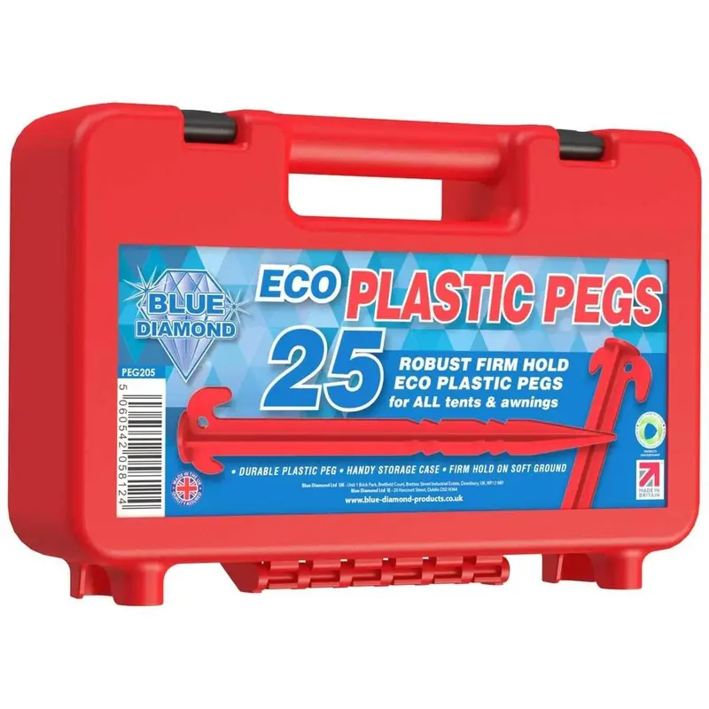 Blue Diamond Eco Plastic Ground Pegs – 20-Pack, Lightweight & Durable 1