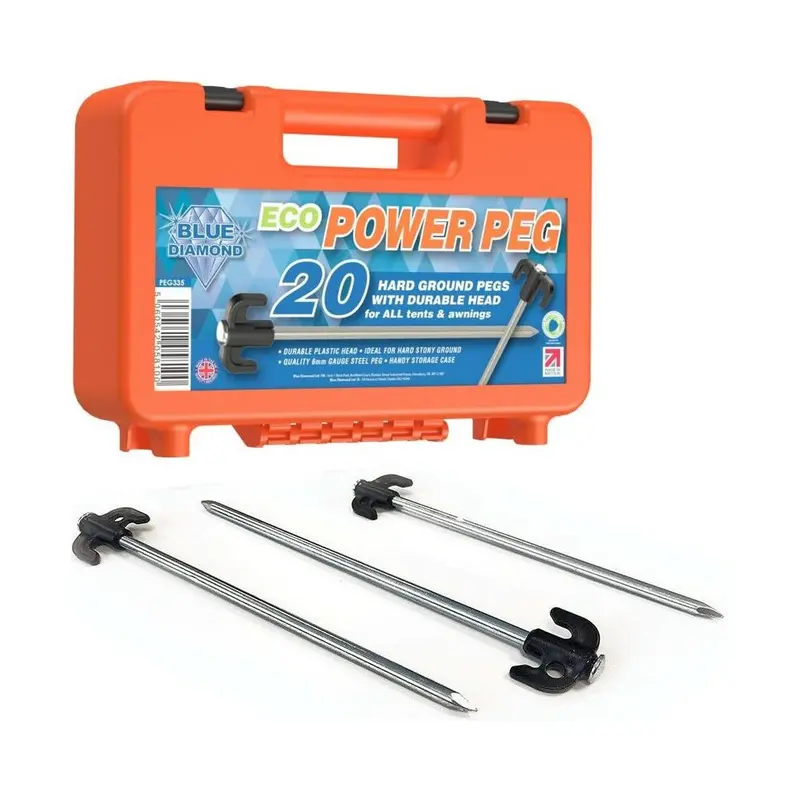 Blue Diamond Eco Power Hard-Ground Tent Pegs – Reinforced Steel Pegs For Rocky Or Compact Soil 1