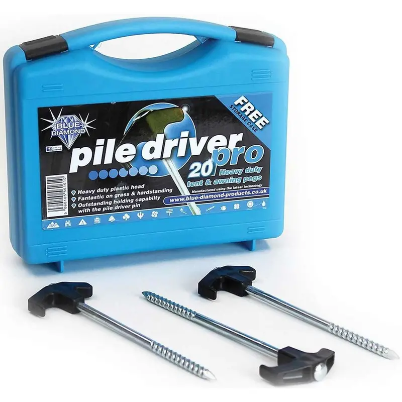 Blue Diamond Pile Drive Pro Ground Pegs – 20-Pack For Heavy-Duty Tent Anchoring 1