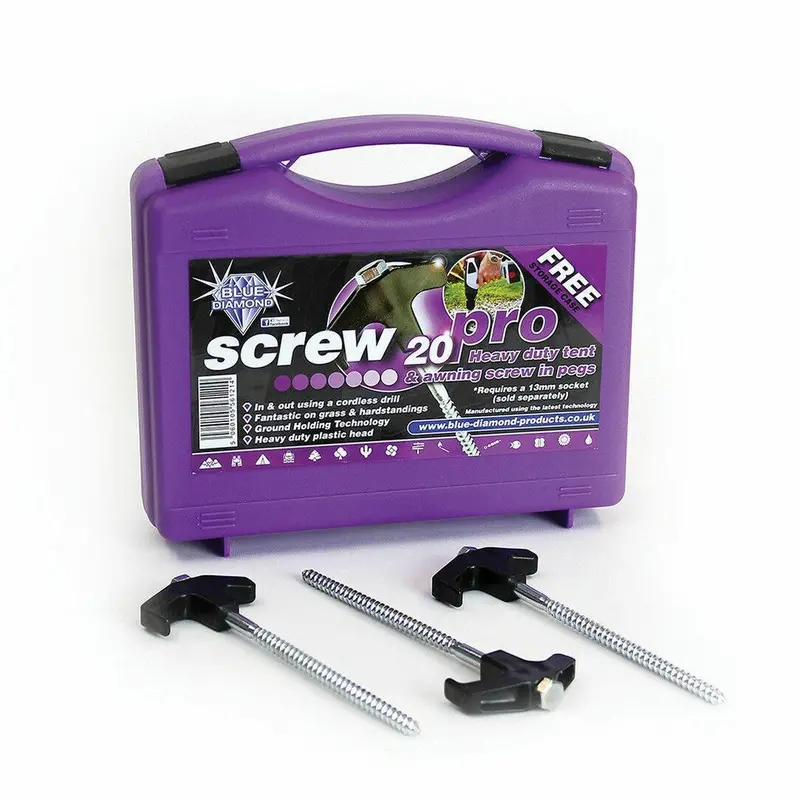 Blue Diamond Pro Screw Pegs – Heavy-Duty Ground Anchors For Tents & Awnings 1