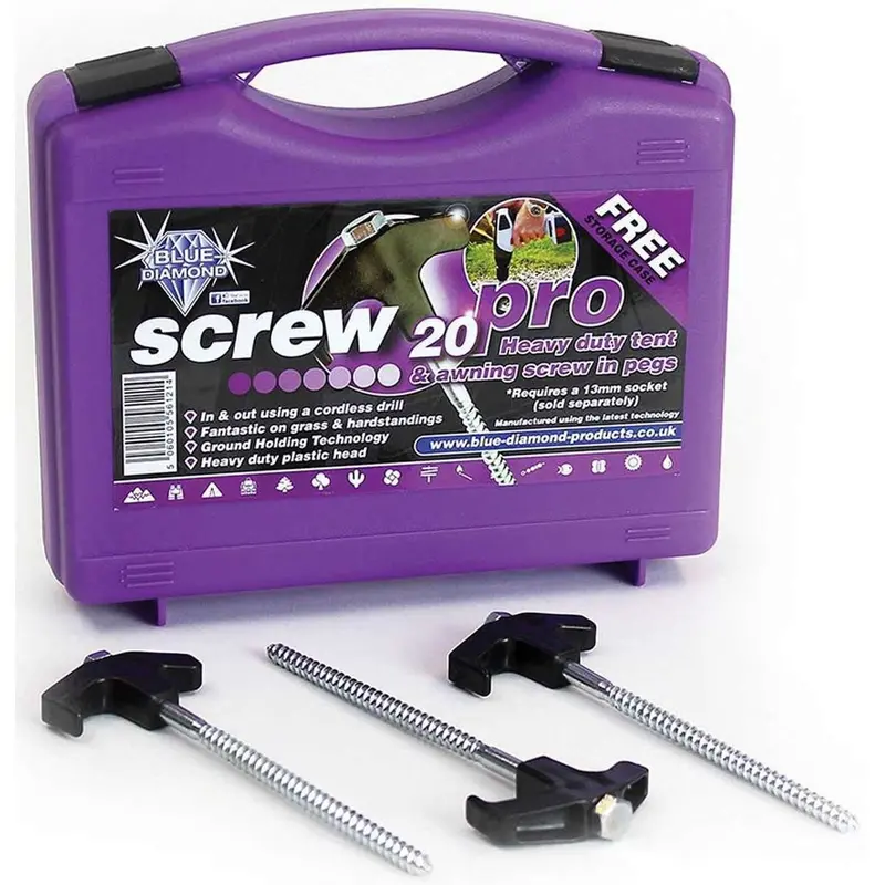 Blue Diamond Pro Screw Pegs – Pack Of 20 Heavy-Duty Ground Anchors 1