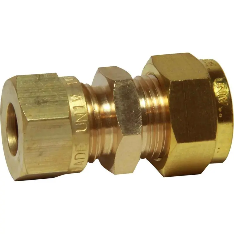 Brass Straight Pipe Coupling – 3/8" × 15 Mm 1