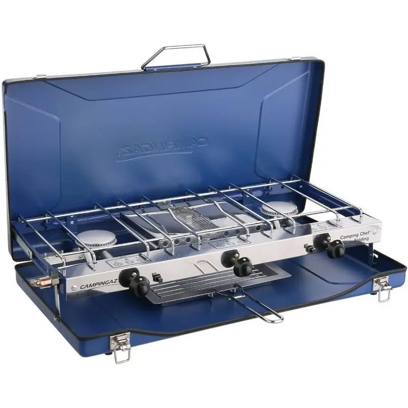 Campingaz Chef Folding Double-Burner Stove With Integrated Grill – Compact Outdoor Cooking System 1