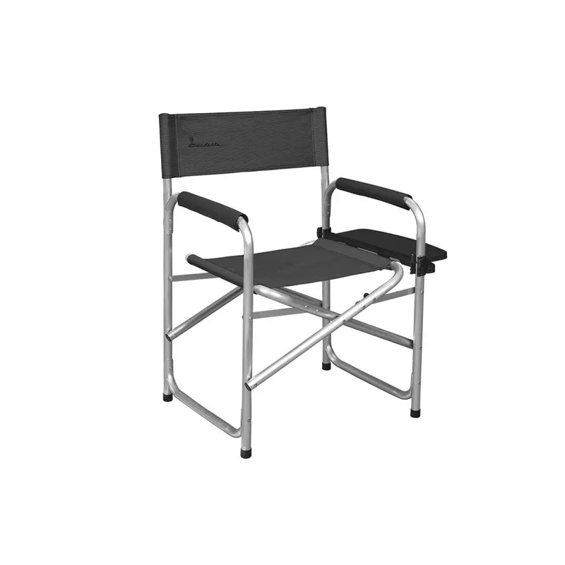 Dark Grey Aluminium Directors Chair With Foldable Side Table 1