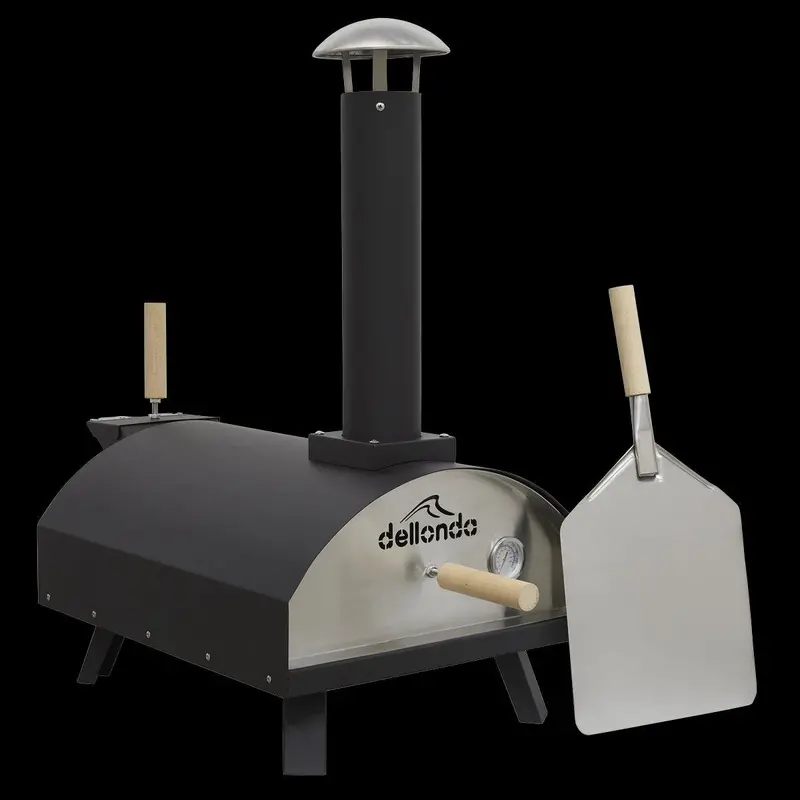 Dellonda Portable 14-Inch Wood-Fired Pizza & Smoking Oven – Black/Stainless Combo 1