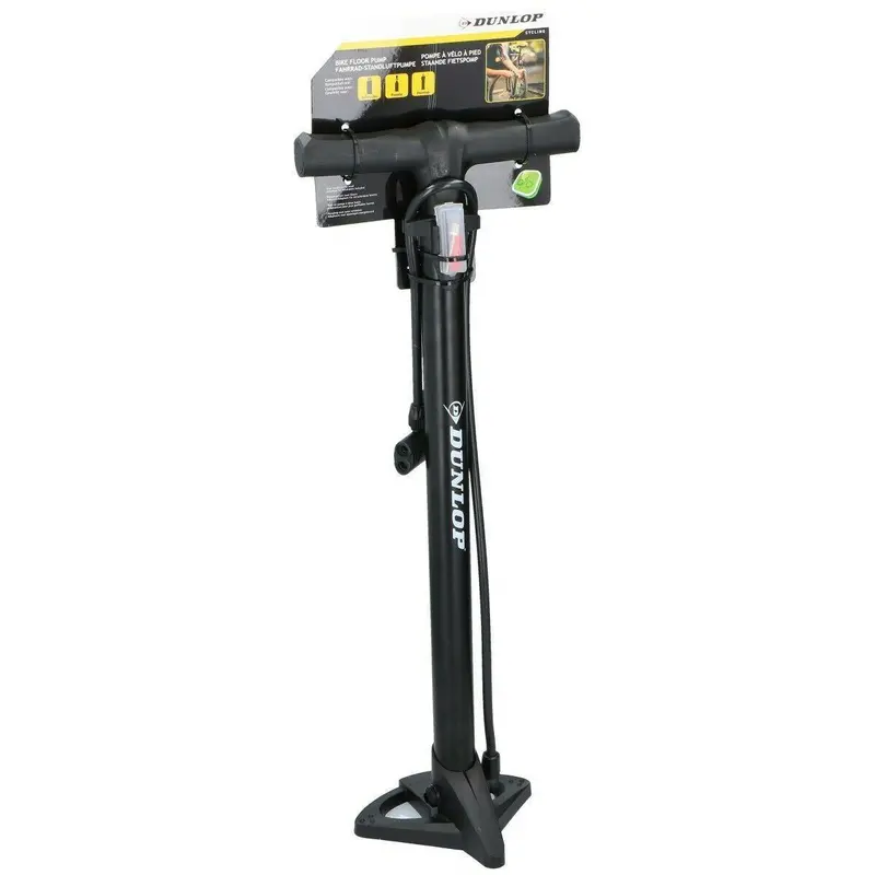 Dunlop Heavy-Duty Floor Air Pump – 12 Bar, Presta/Schrader, For Bikes & Inflatables 1