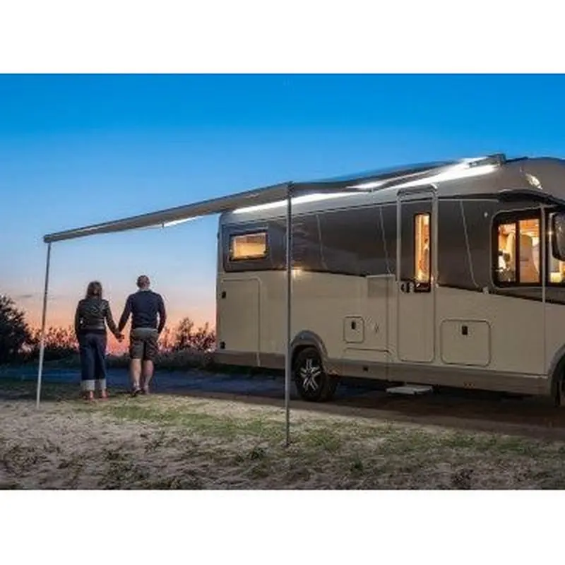 Fiamma F80L 550 Awning – Deep Black Frame With Royal Grey Fabric Canopy 1