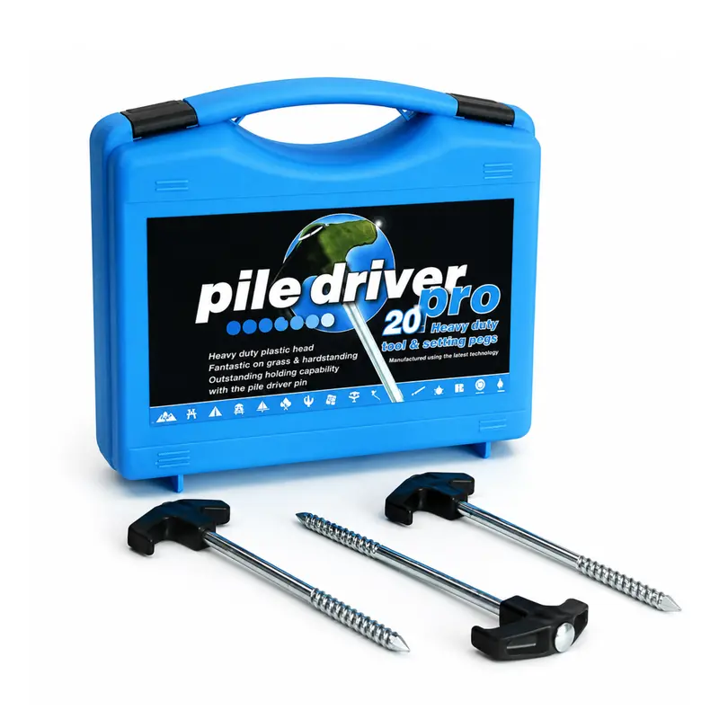Hard Ground Pile Driver Pro – Heavy-Duty Tent Pegs (Pack Of 20) 1
