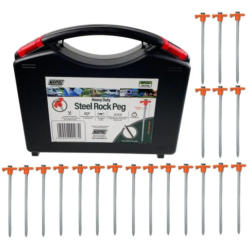 Maypole Heavy-Duty Steel Rock Pegs – Pack Of 20 For Camping & Outdoor Use 1
