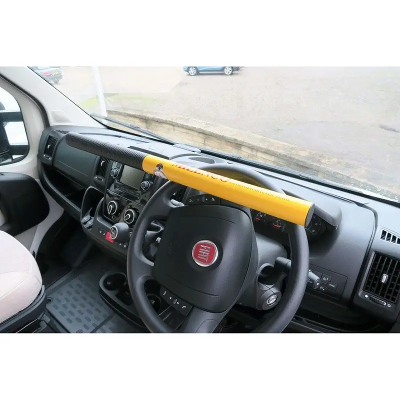 Milenco Heavy-Duty Yellow Steel Steering Wheel Lock For Campervans And Motorhomes (54.5Cm) 1