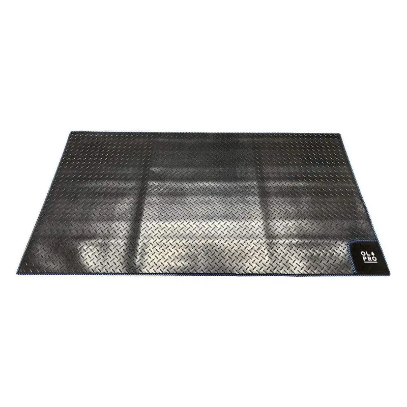Olpro Awning Tunnel Mat – 1500 X 800Mm Black Rubber Checkerboard With Blue Trim 1