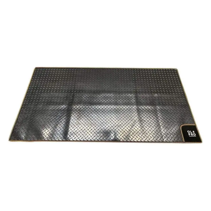 Olpro Awning Tunnel Mat – 1500 X 800Mm Black Rubber Checkerboard With Orange Trim 1