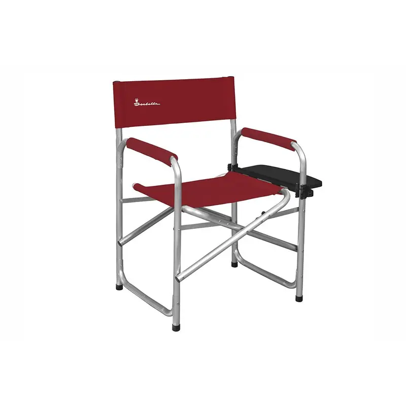 Red Aluminium Directors Chair With Integrated Side Table 1