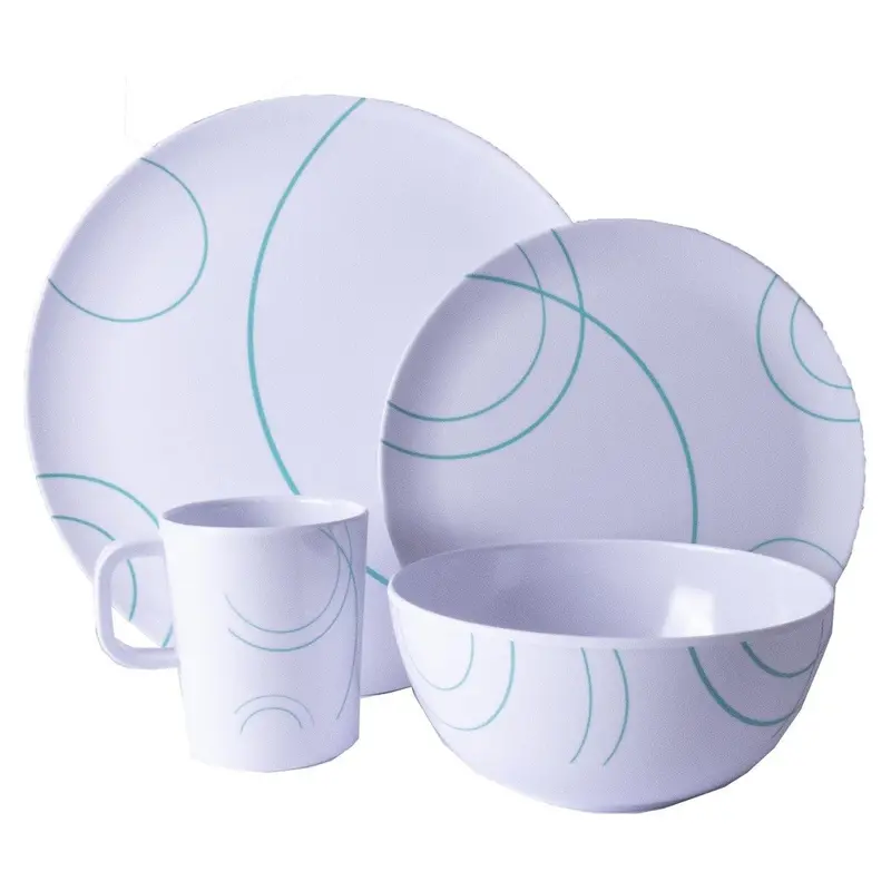 Swirl 16-Piece Melamine Picnic Set – Lightweight, Shatterproof Tableware For Outdoor Dining 1