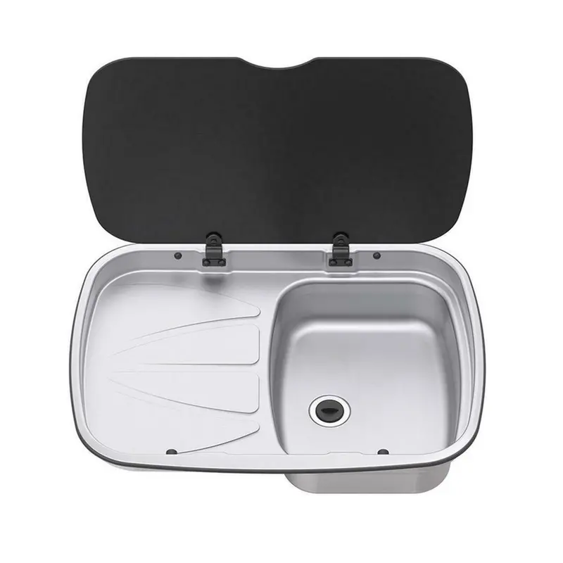 Thetford Spinflo Argent Left-Hand Sink Unit With Drainer & Tempered Glass Lid 1