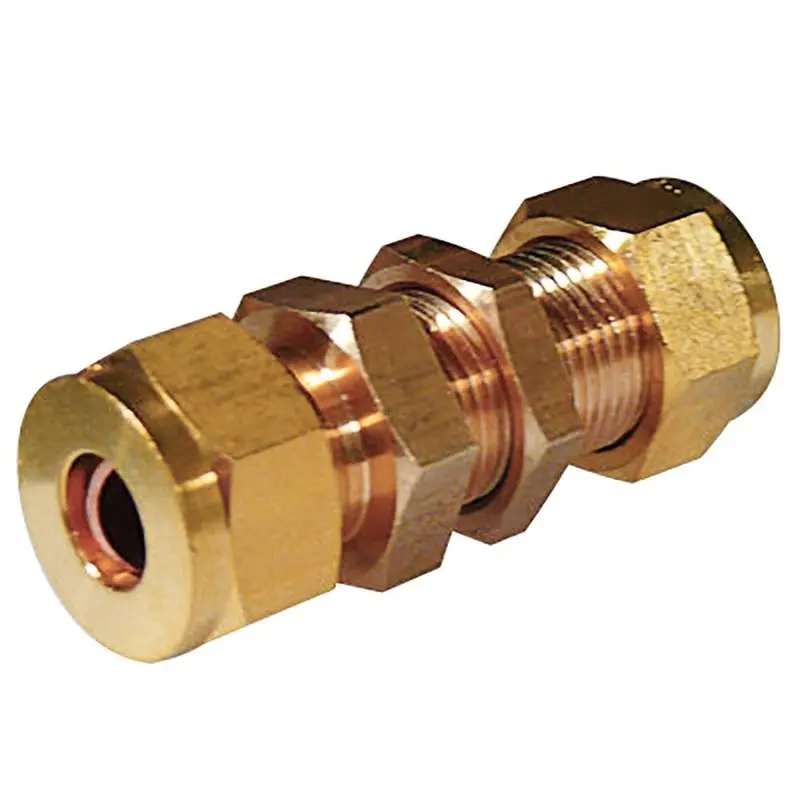 Wade Brass Compression Bulkhead Coupling – 1/4" Od × 1/4" Thread 1